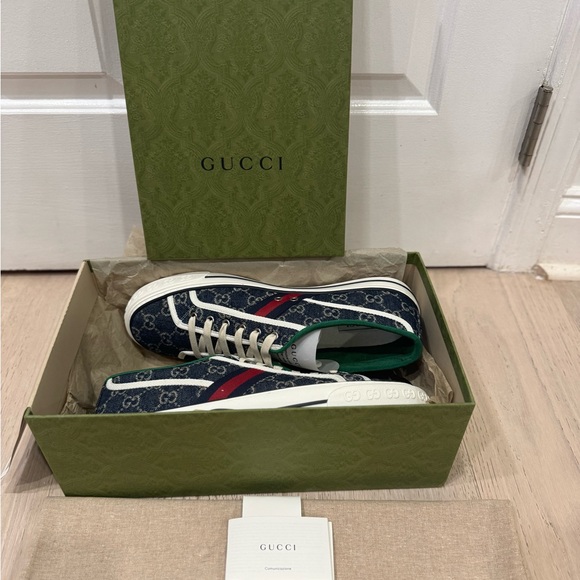 New Gucci Tennis 1977 Denim GG Logo Supreme Sneaker Shoes Size US Size 13 - Picture 8 of 10
